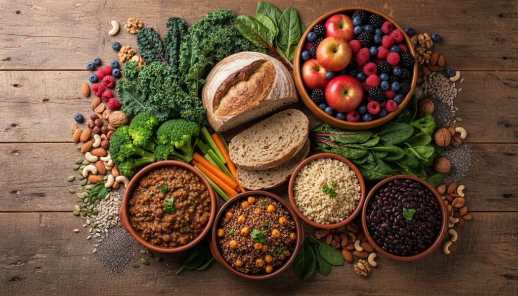 fiber rich foods vegetables display