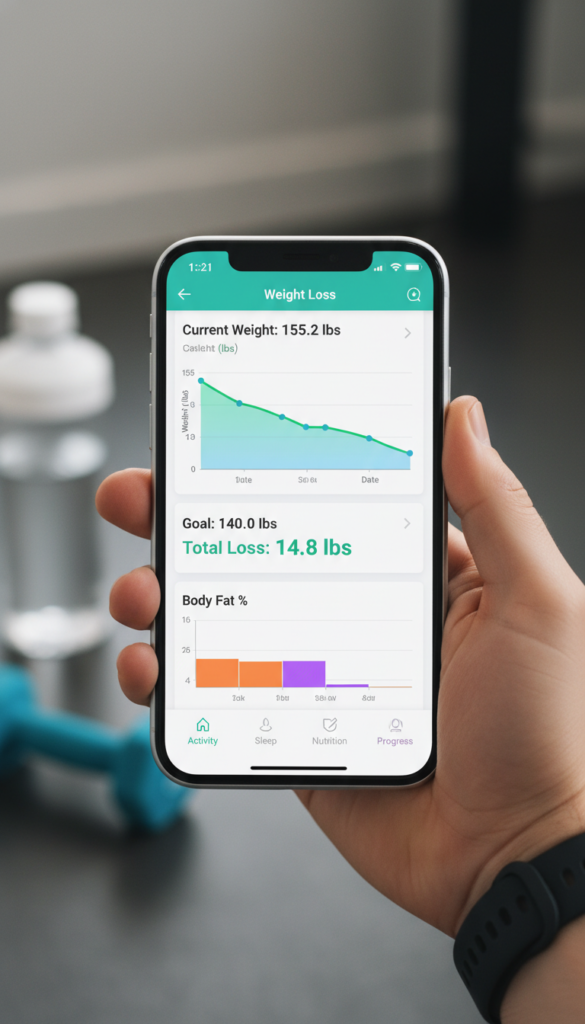 fitness tracking app on smartphone