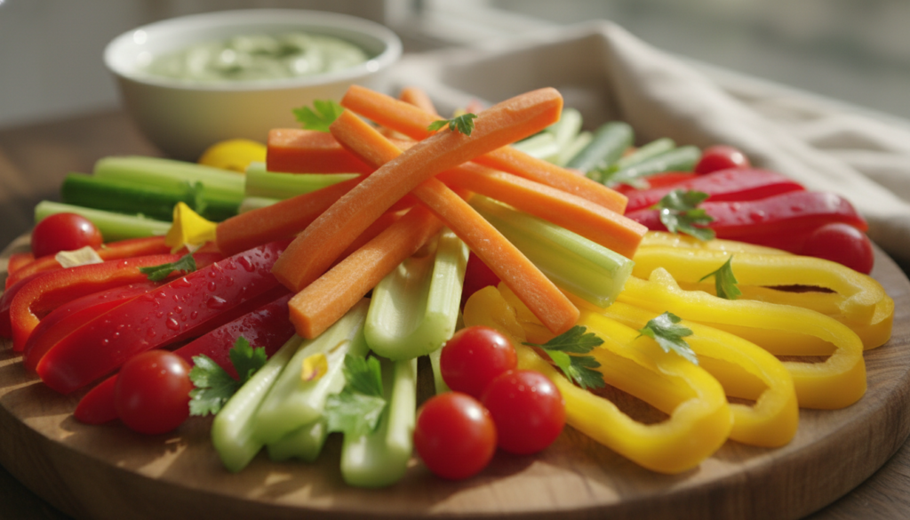 fresh crunchy vegetables including carrots celery and bell peppers