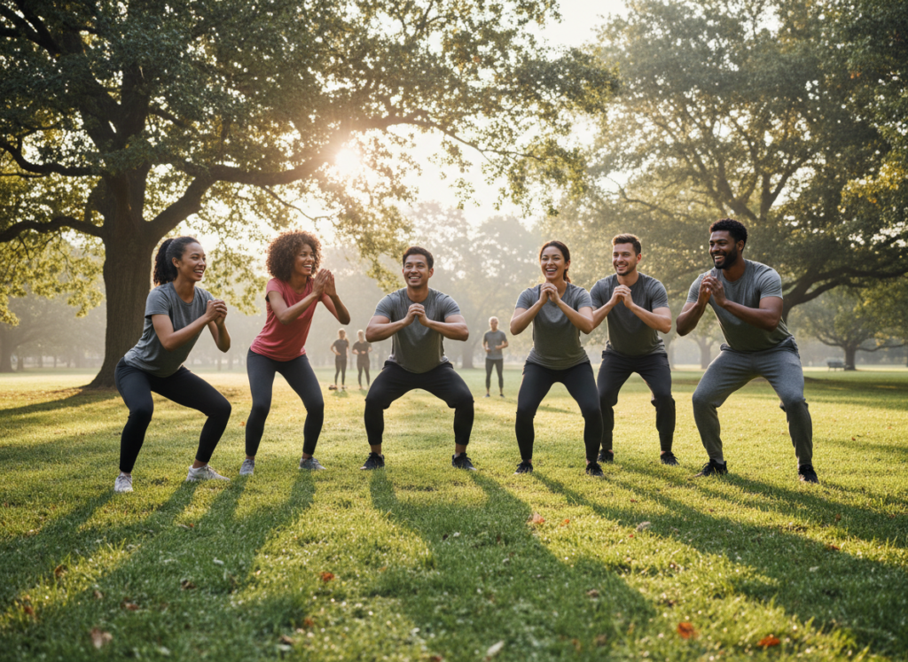 friends exercising together friends exercising together