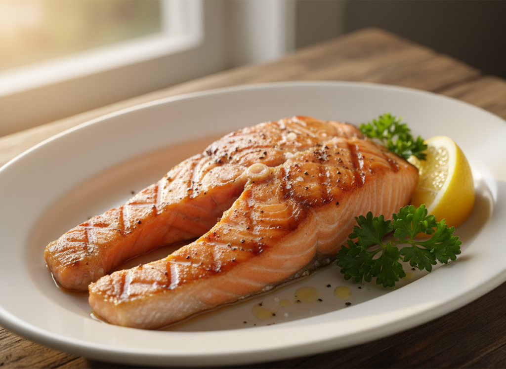 grilled salmon fillet rich in vitamin D and omega-3