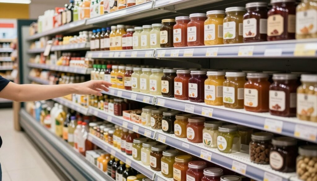 grocery store refrigerated section with fermented foods