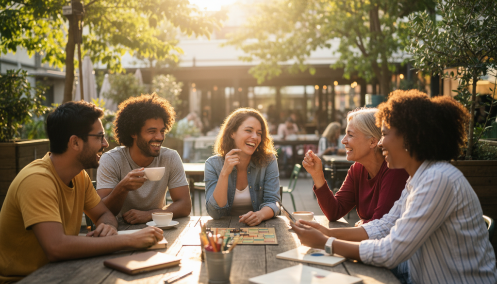 group of people engaged in social activities supporting brain health