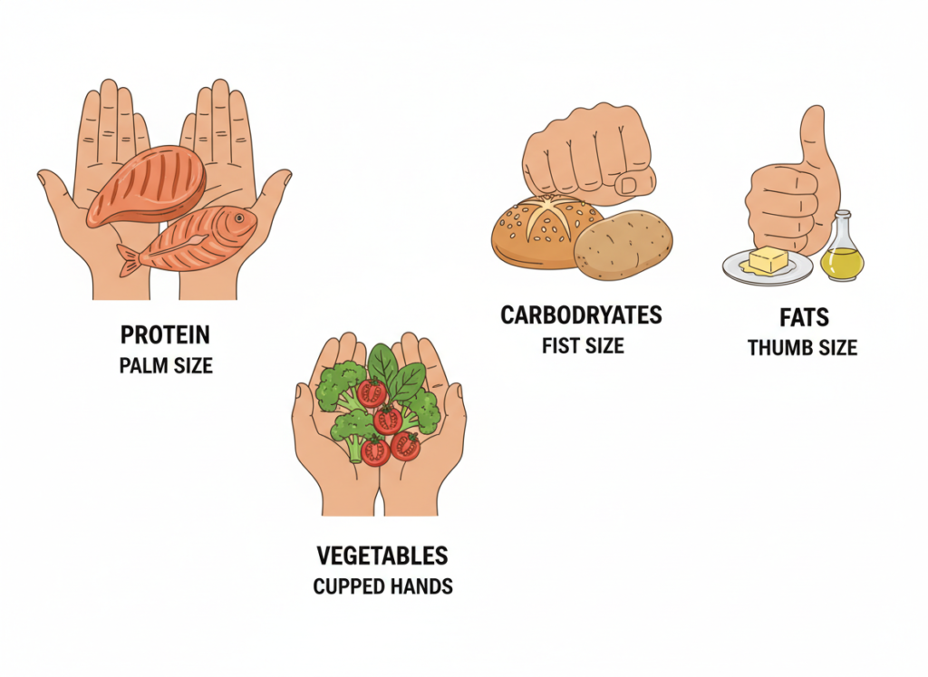 hand portion guide for measuring food servings