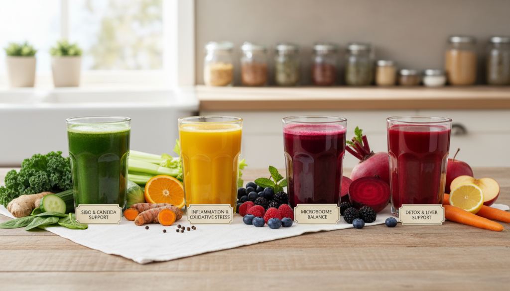 healing anti-inflammatory juice recipes arranged with fresh ingredients for different health conditions healing anti-inflammatory juice recipes arranged with fresh ingredients for different health conditions