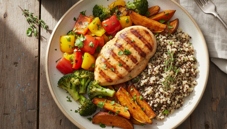 healthy dinner recipes for weight losing featuring colorful vegetables and lean proteins
