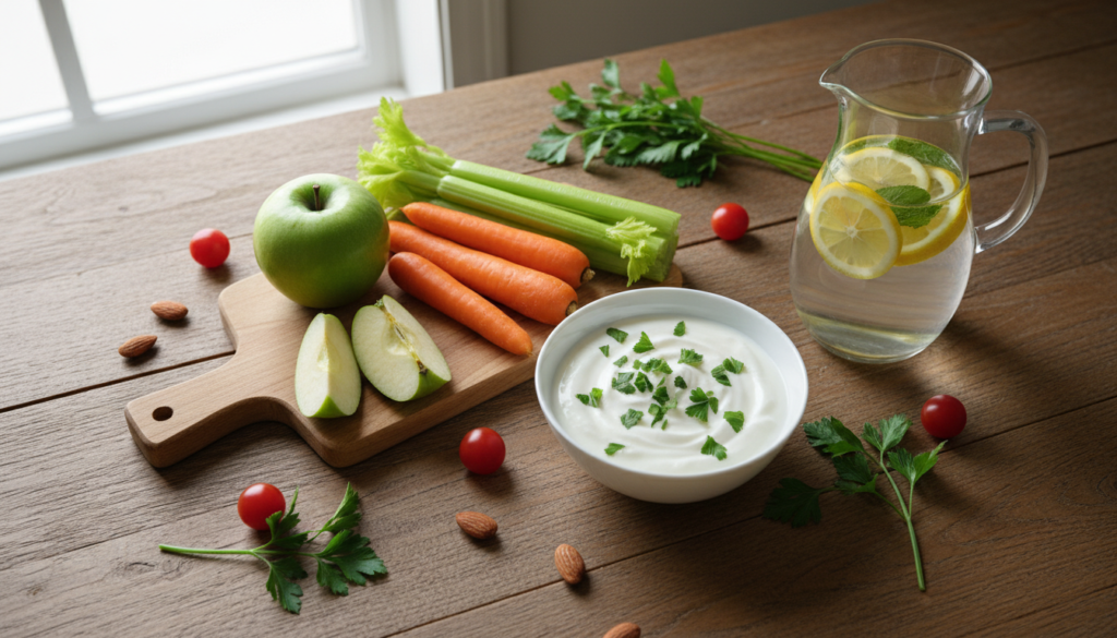 healthy foods that promote fresh breath including apples celery and yogurt