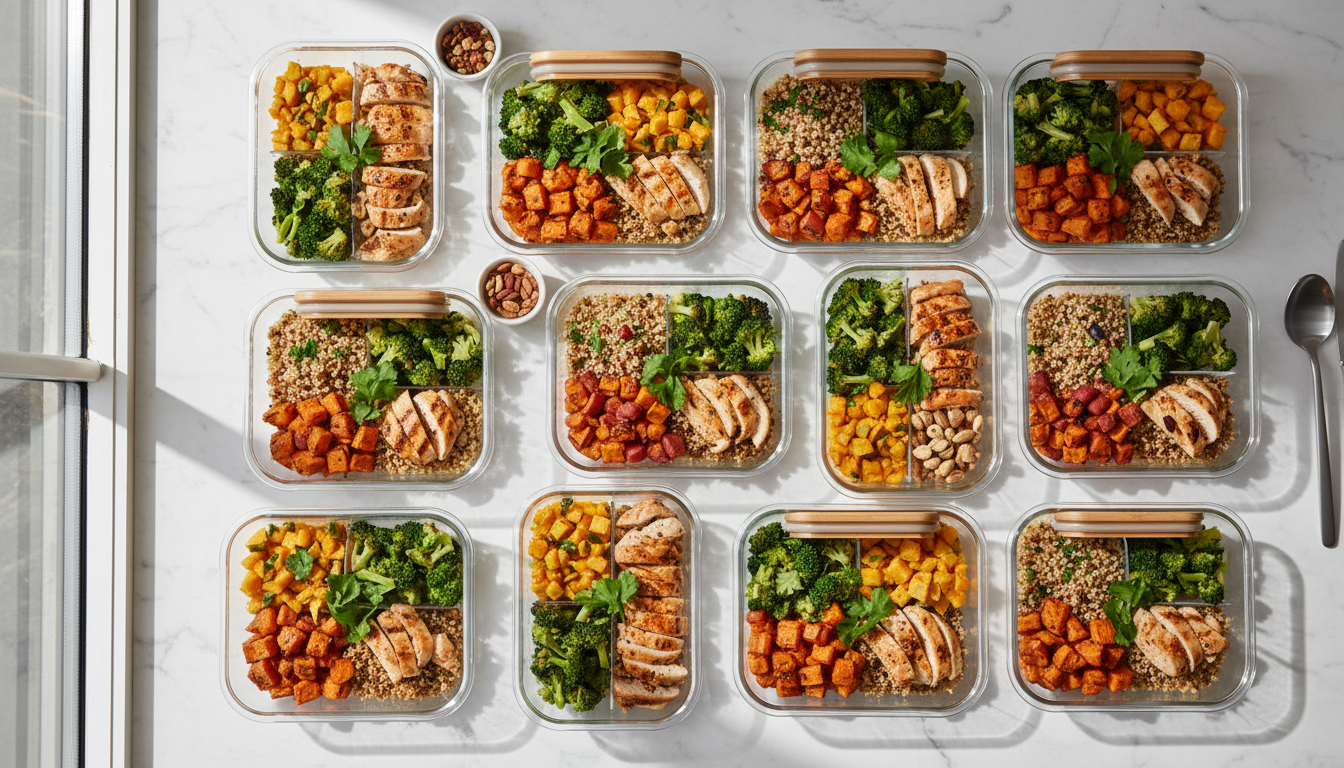 healthy meal prep containers with balanced portions for weight loss
