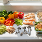 healthy meal preparation with fresh vegetables and lean proteins for weight loss tips diet