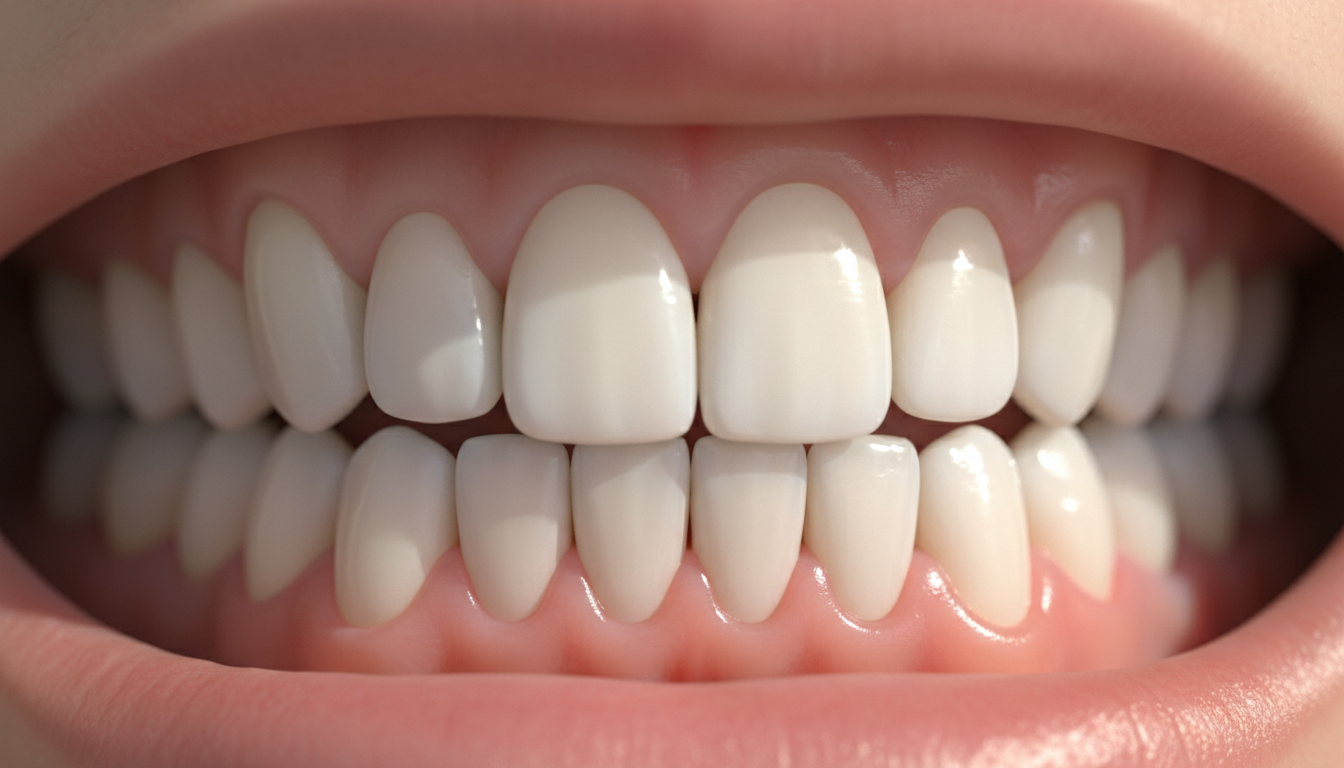 healthy pink gums and white teeth showing optimal oral health