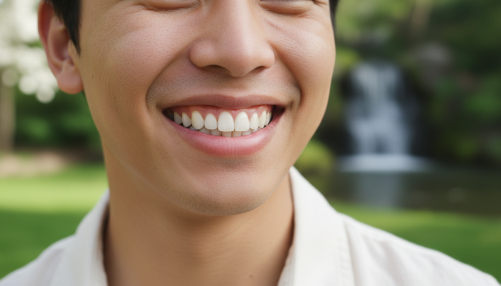 healthy smile representing good oral health from balanced bacteria