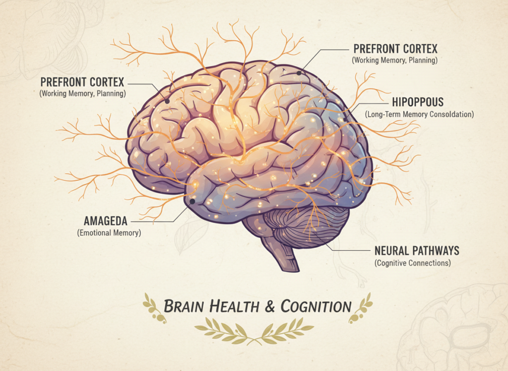 human brain illustration showing memory and cognitive function areas human brain illustration showing memory and cognitive function areas