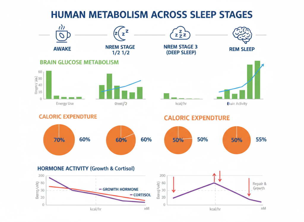 infographic showing metabolism during sleep cycles