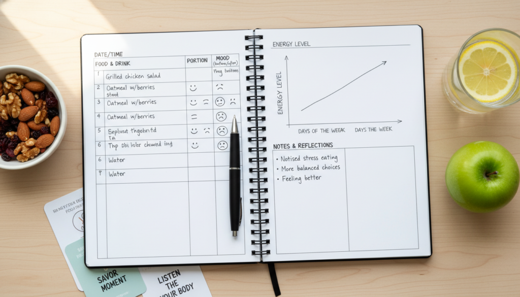 journal with food and mood tracking