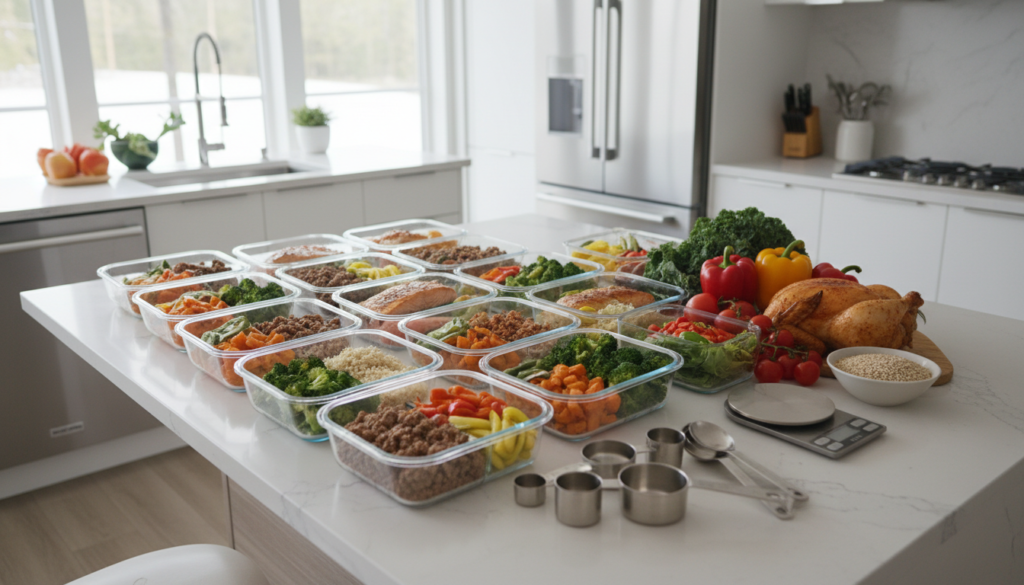 meal prep containers with healthy portions for weight loss