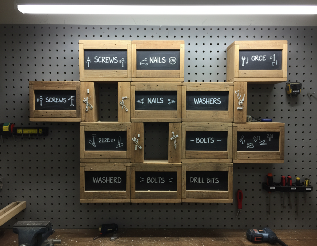 modular wooden storage bins stacked in workshop organization system modular wooden storage bins stacked in workshop organization system
