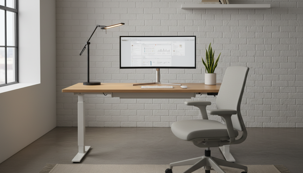 optimized workspace with proper lighting and minimal distractions