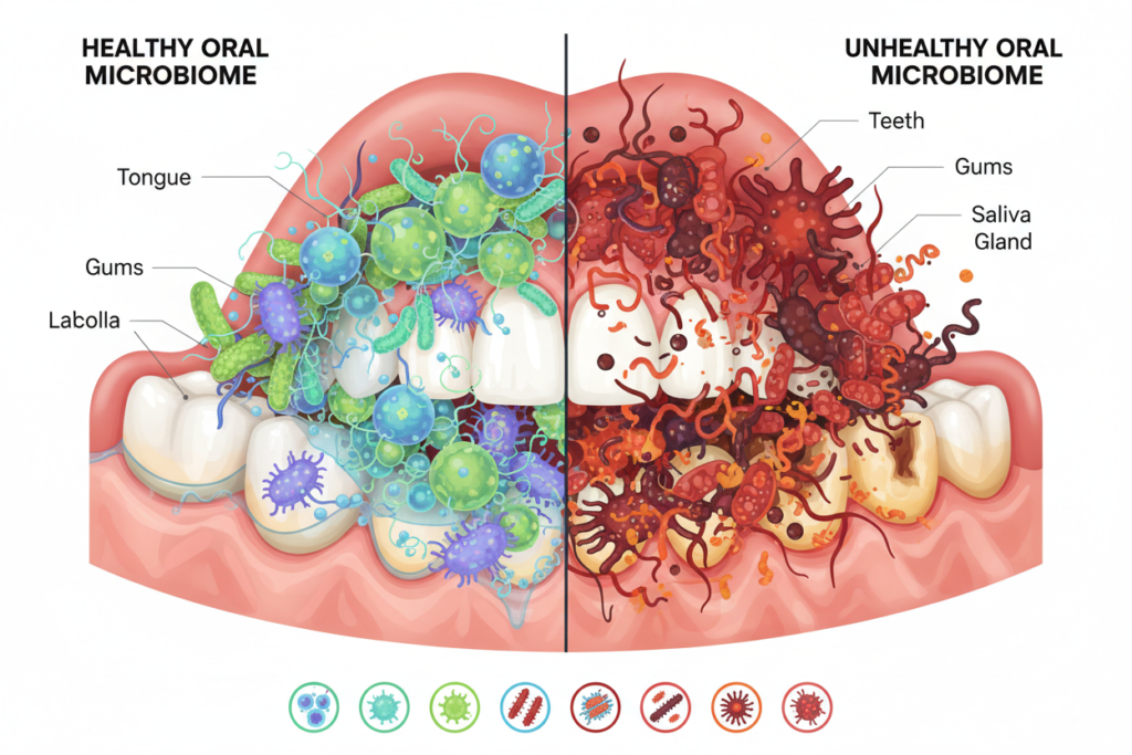 oral microbiome bacteria diversity in healthy mouth environment