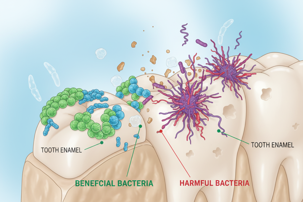 oral microbiome bacteria illustration for teeth and gums health oral microbiome bacteria illustration for teeth and gums health