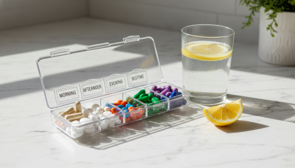 organized daily supplement regimen