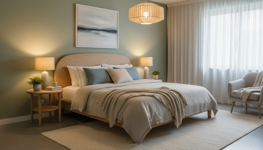 peaceful bedroom setup promoting quality sleep for weight loss