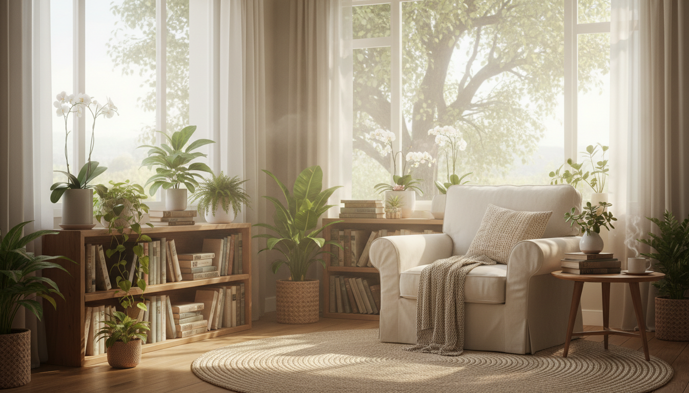 peaceful home environment with natural light promoting brain health and memory improvement