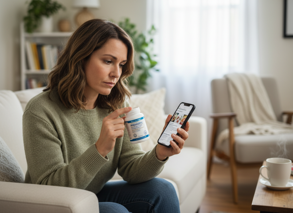 person considering oral probiotic purchase person considering oral probiotic purchase