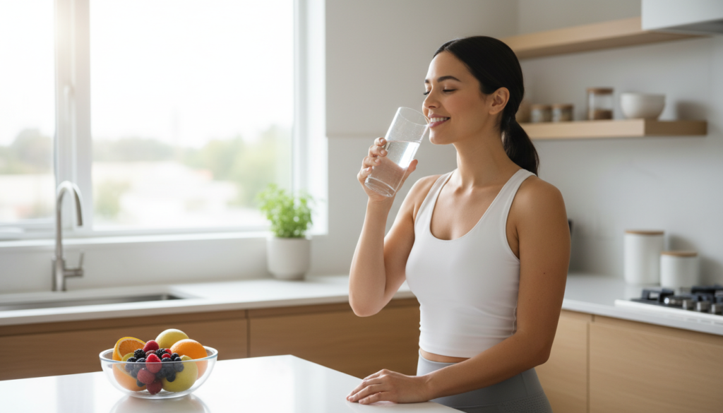 person drinking water for dental health person drinking water for dental health