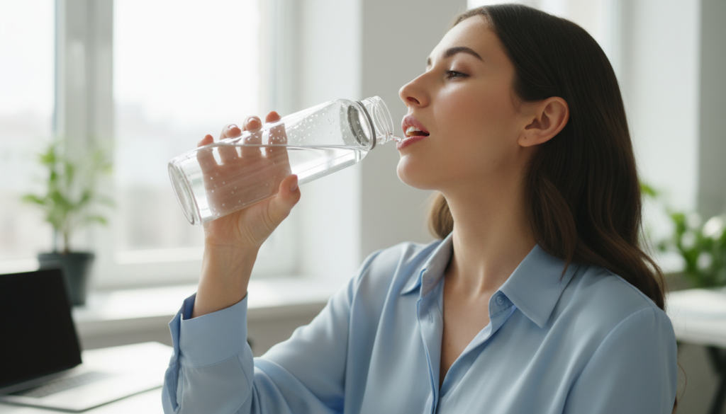 person drinking water staying hydrated for oral health