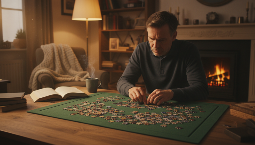 person engaged in mentally stimulating activity like puzzles or reading person engaged in mentally stimulating activity like puzzles or reading