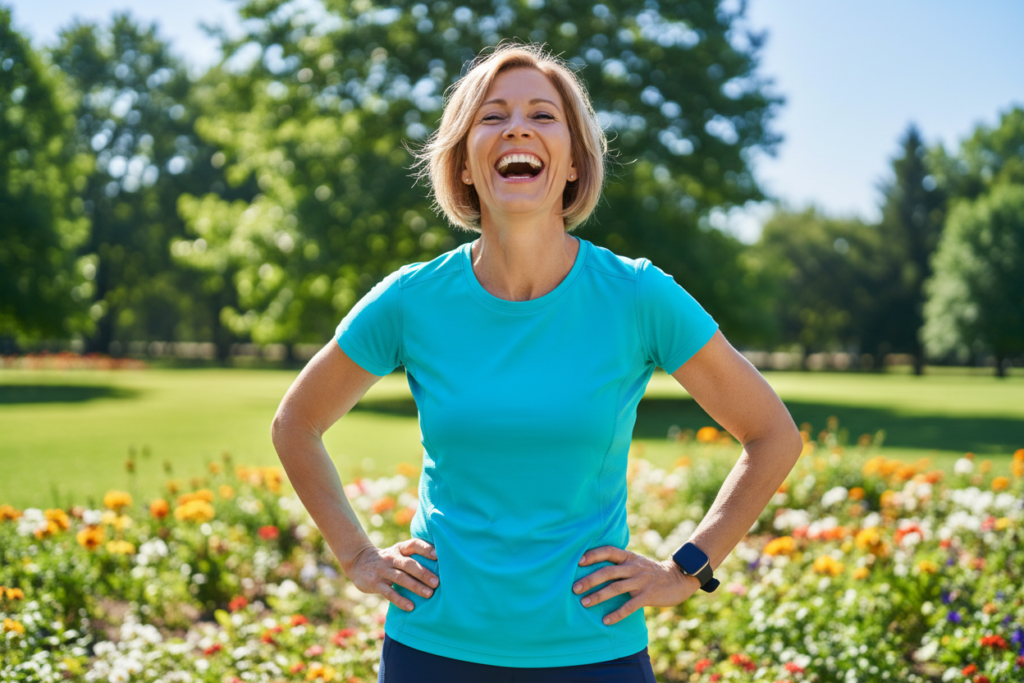 person enjoying life with confident smile person enjoying life with confident smile