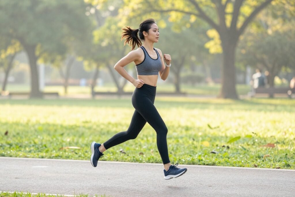 person exercising outdoors for gut health
