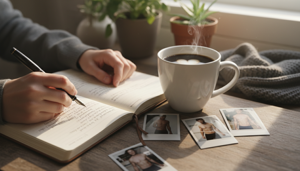person journaling and reflecting on transformation journey person journaling and reflecting on transformation journey