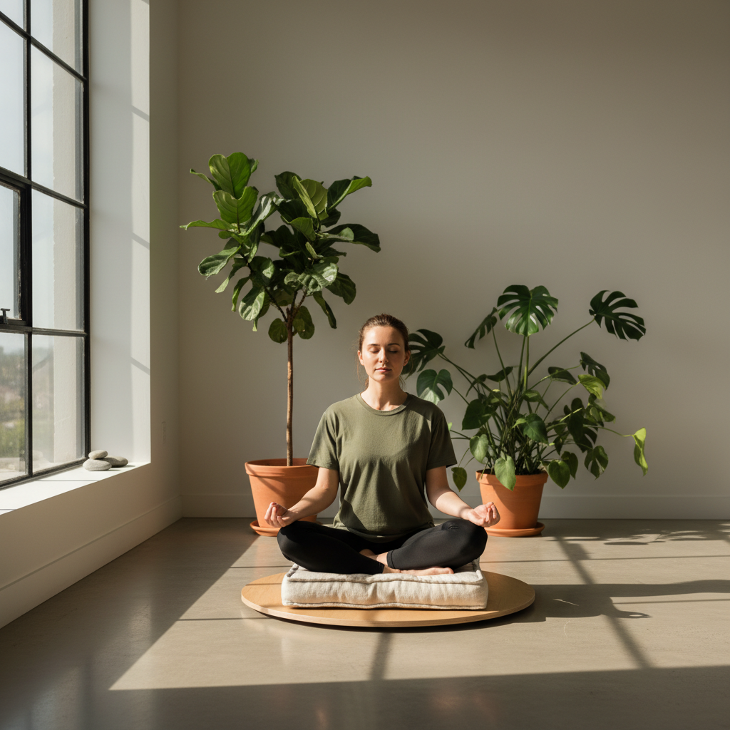 person meditating in calm peaceful environment for focus training