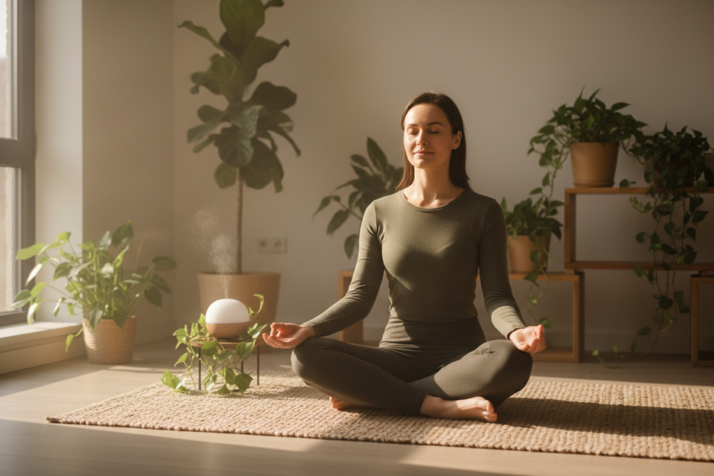 person practicing meditation or relaxation for stress reduction and brain health person practicing meditation or relaxation for stress reduction and brain health