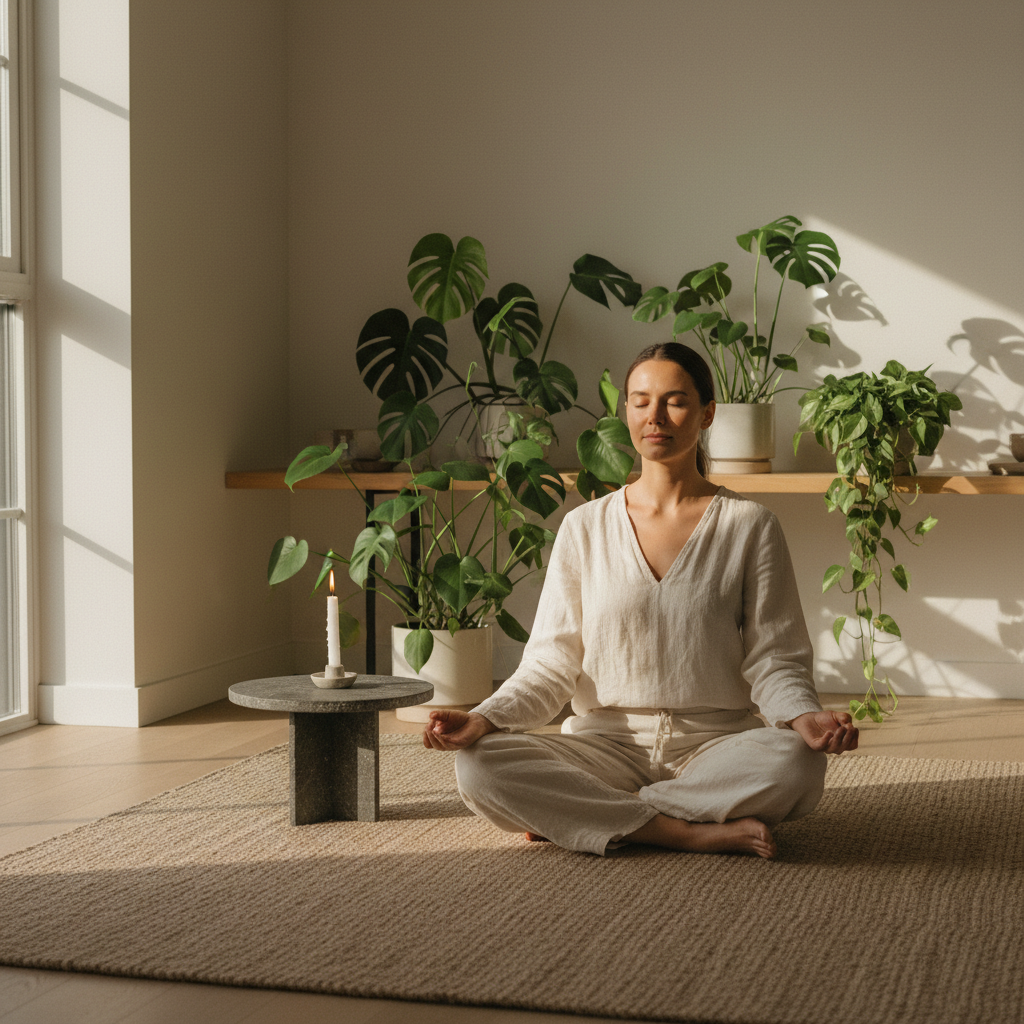 person practicing morning meditation for mental well-being and clarity