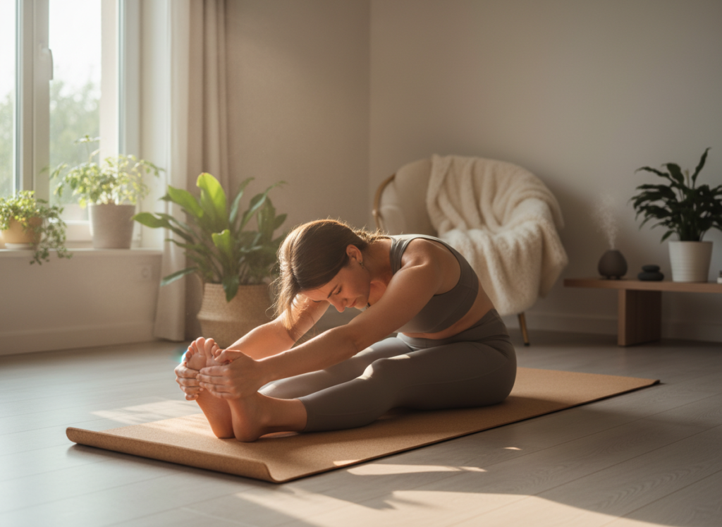 person practicing recovery and stretching person practicing recovery and stretching