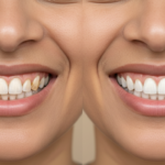 How to Remove Stains From Teeth Naturally: Your Complete Guide person smiling showing white teeth before and after removing brown stains naturally