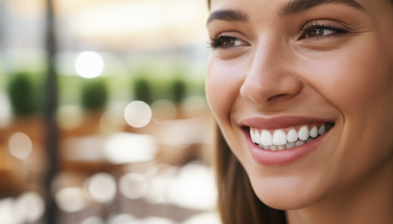 person smiling showing white teeth tips results