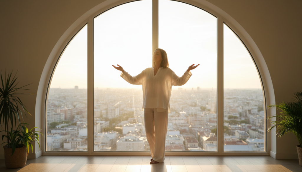 person standing confidently in morning light ready to start new routine