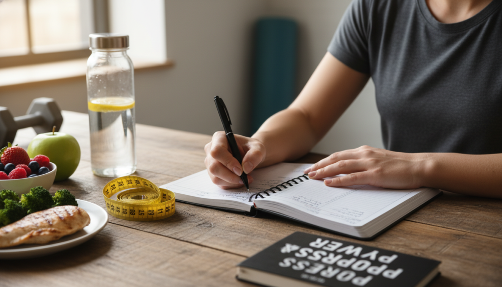 person tracking weight loss progress and breaking through plateau