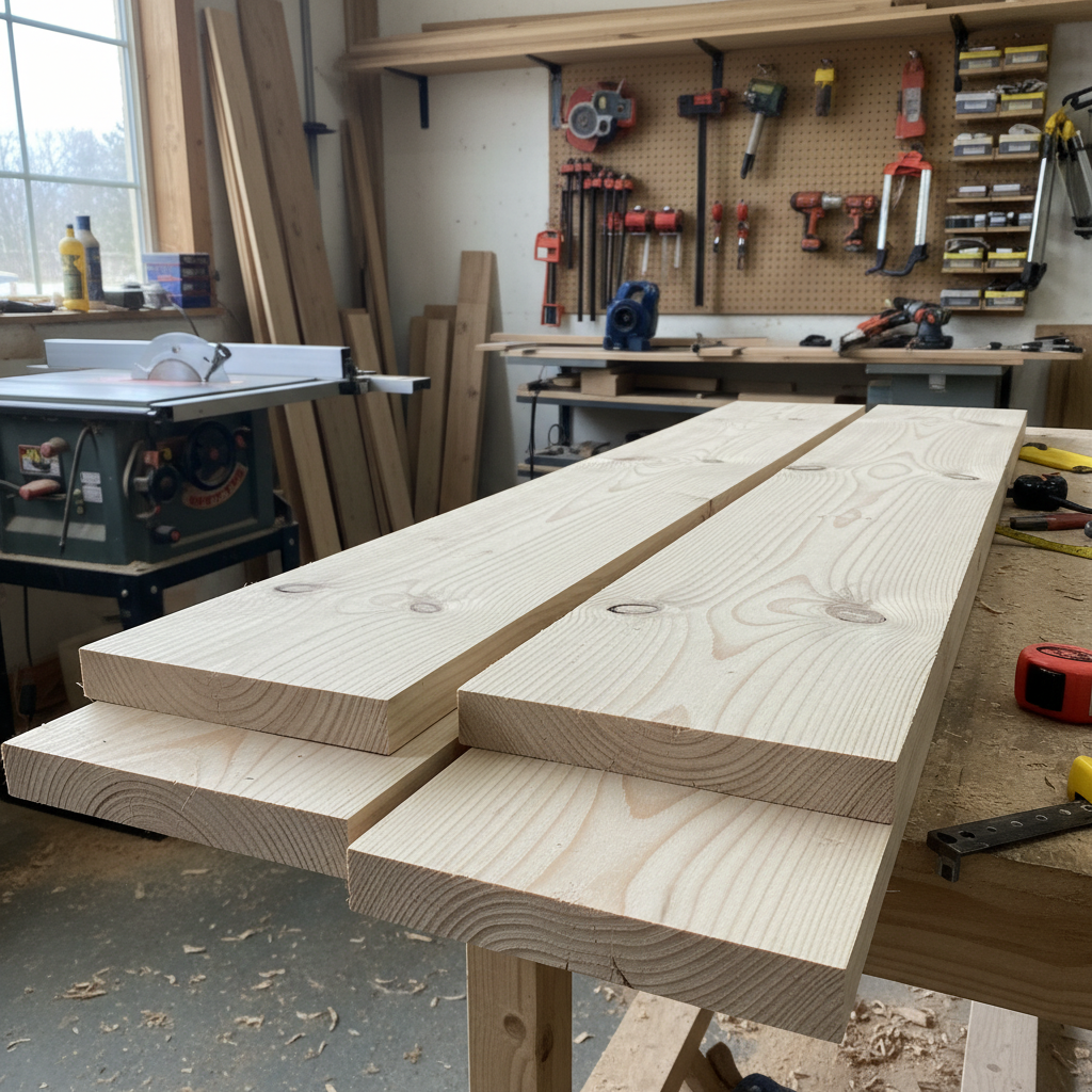 pine wood boards showing light color and knots texture