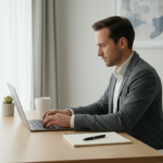 professional working with intense focus at organized desk