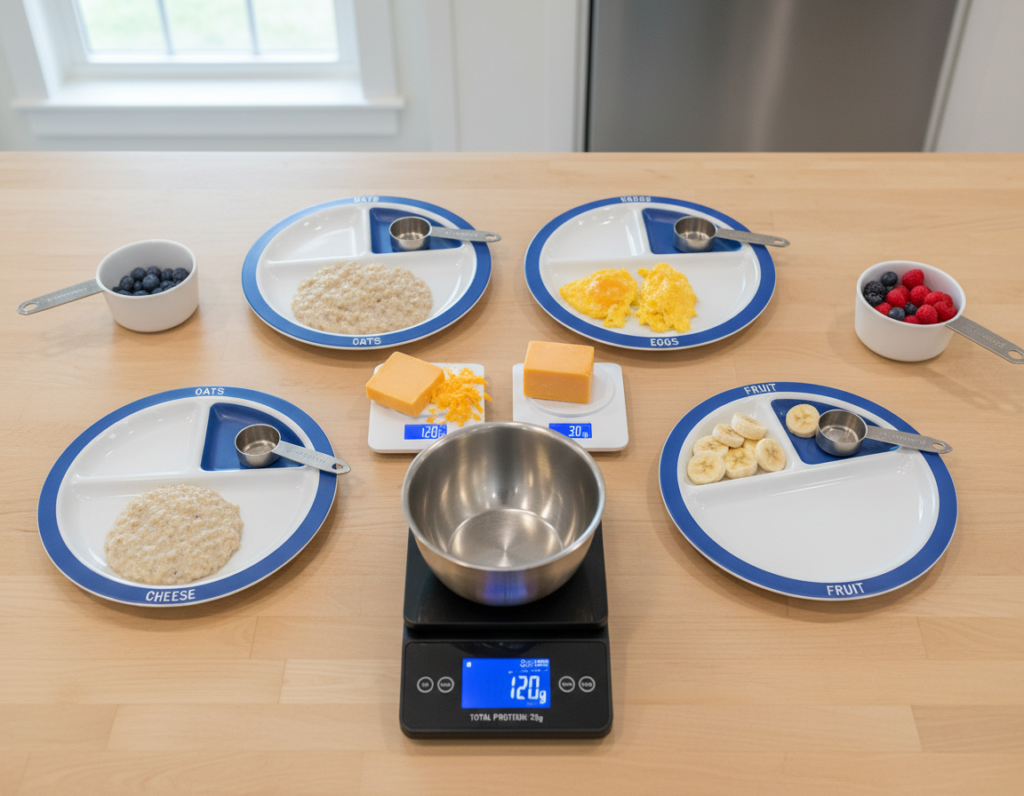 proper portion sizes demonstrated with measuring tools proper portion sizes demonstrated with measuring tools