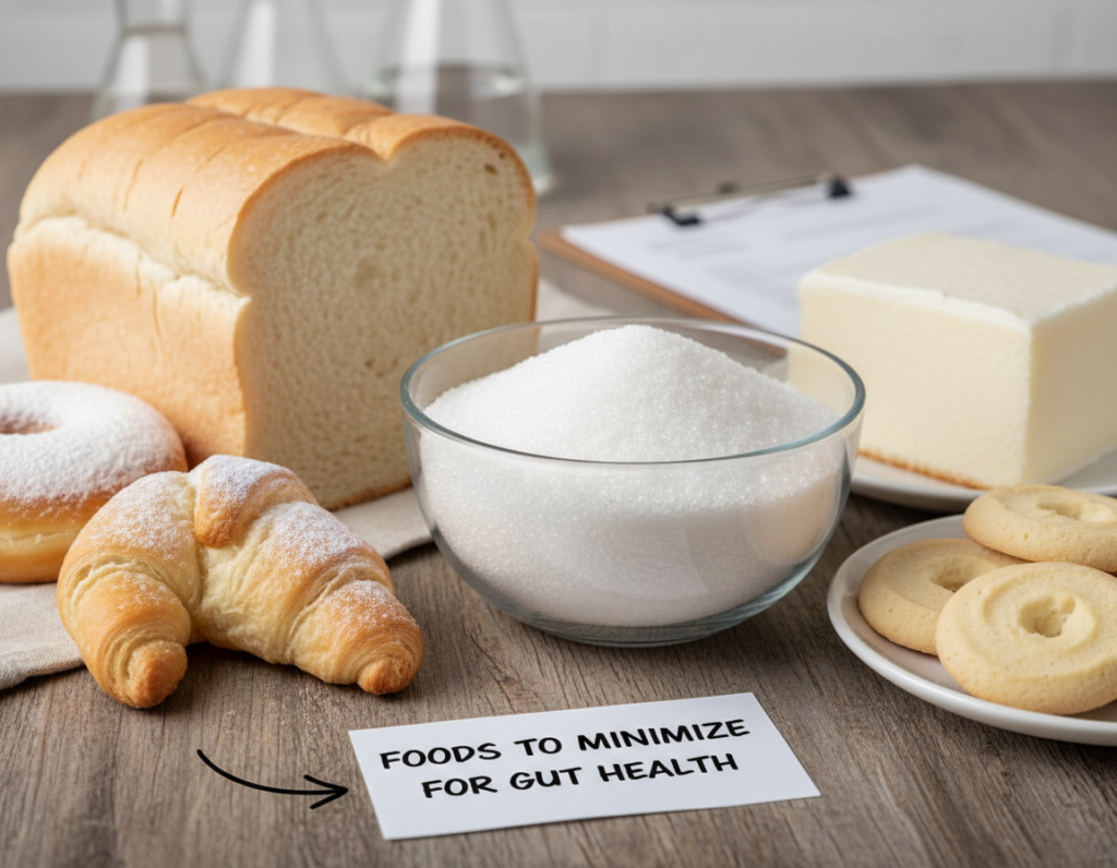 refined sugar and white flour products representing foods to limit