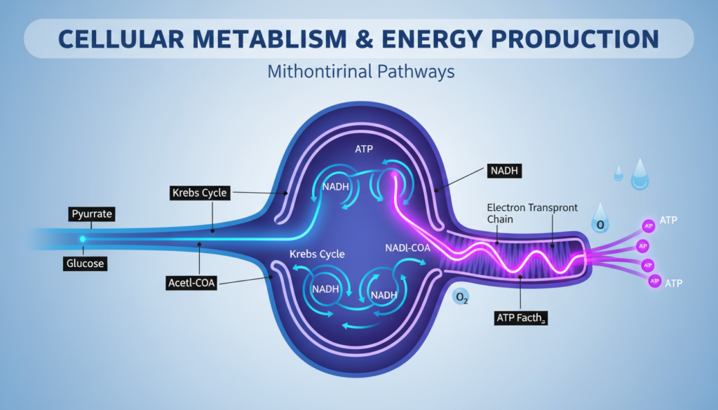 scientific illustration of metabolic processes in cells