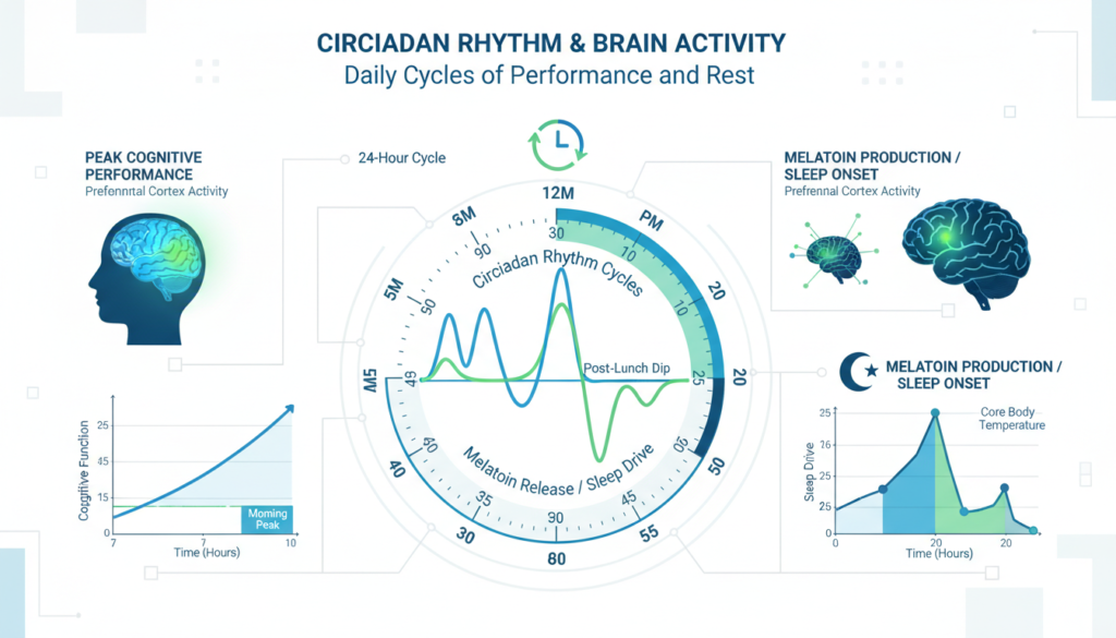 scientific research showing circadian rhythm and morning brain activity patterns