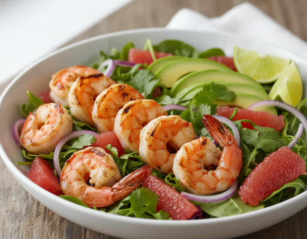 shrimp and avocado salad with citrus dressing