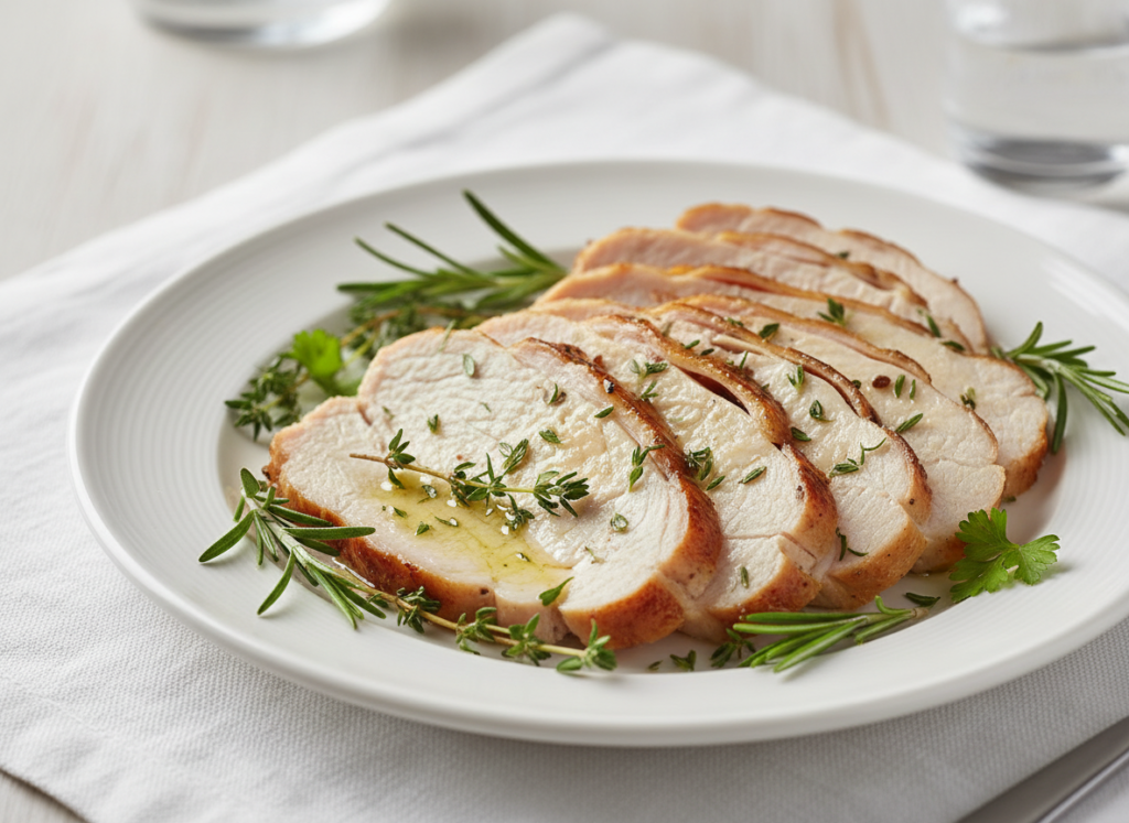 sliced turkey breast as lean protein for nighttime fat burning