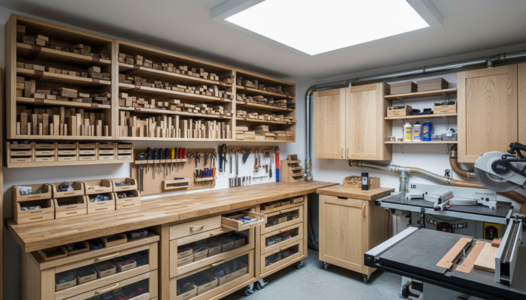 small space storage diy wood workshop organization